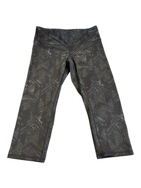 Alo Yoga Airbrush Capri Leggings XS Gray Black Geometric Print Crop Yoga Pants